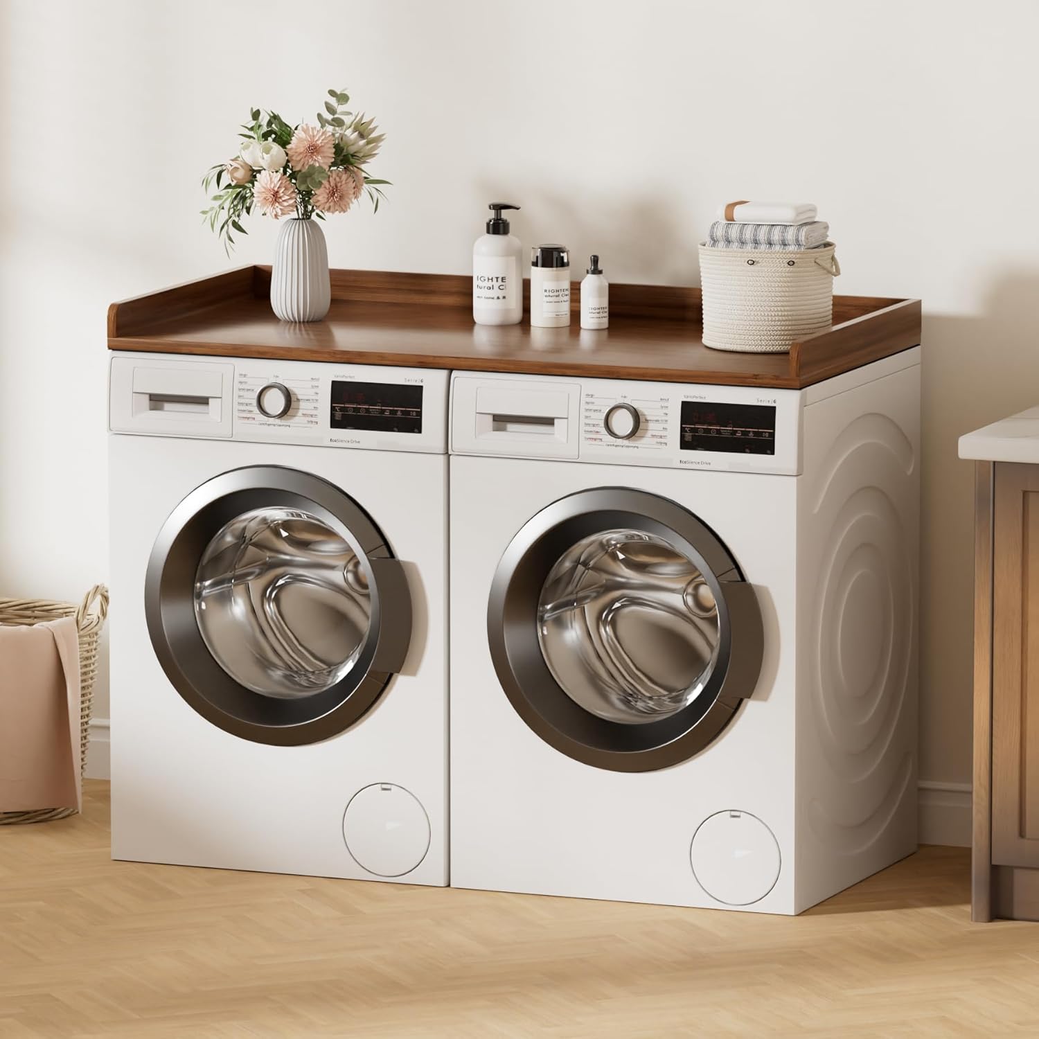 Washer Dryer Countertop, Laundry Topper with Edge Rails, 54