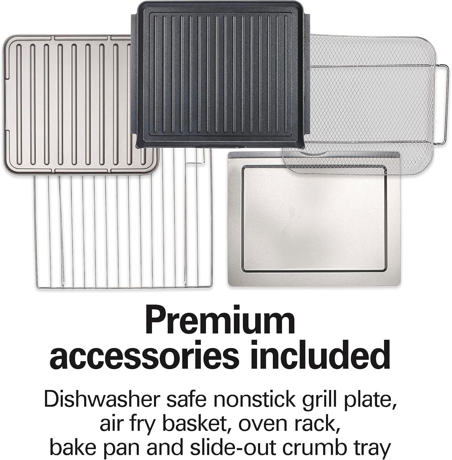 Hamilton Beach 6-in-1 Sure Crisp Air Fryer Toaster Oven Combo & Electric Indoor Grill, 450 F Searing Temp, Bake, Broil, Toast and Pizza Function, .88 cu. ft., 6 Slice Capacity, Stainless Steel (31395)