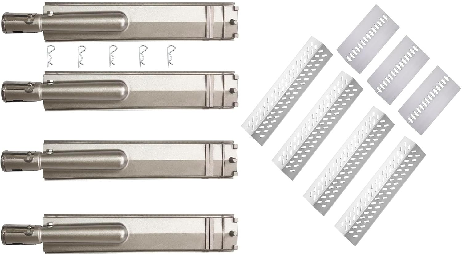 HONSIN Bull Grill Replacement Set 4 Burner+ 4 Flame Tamer+ 3 Heat Plates, Fits for Bull, Lion, Cal Flame 4 Burner Gas Grills