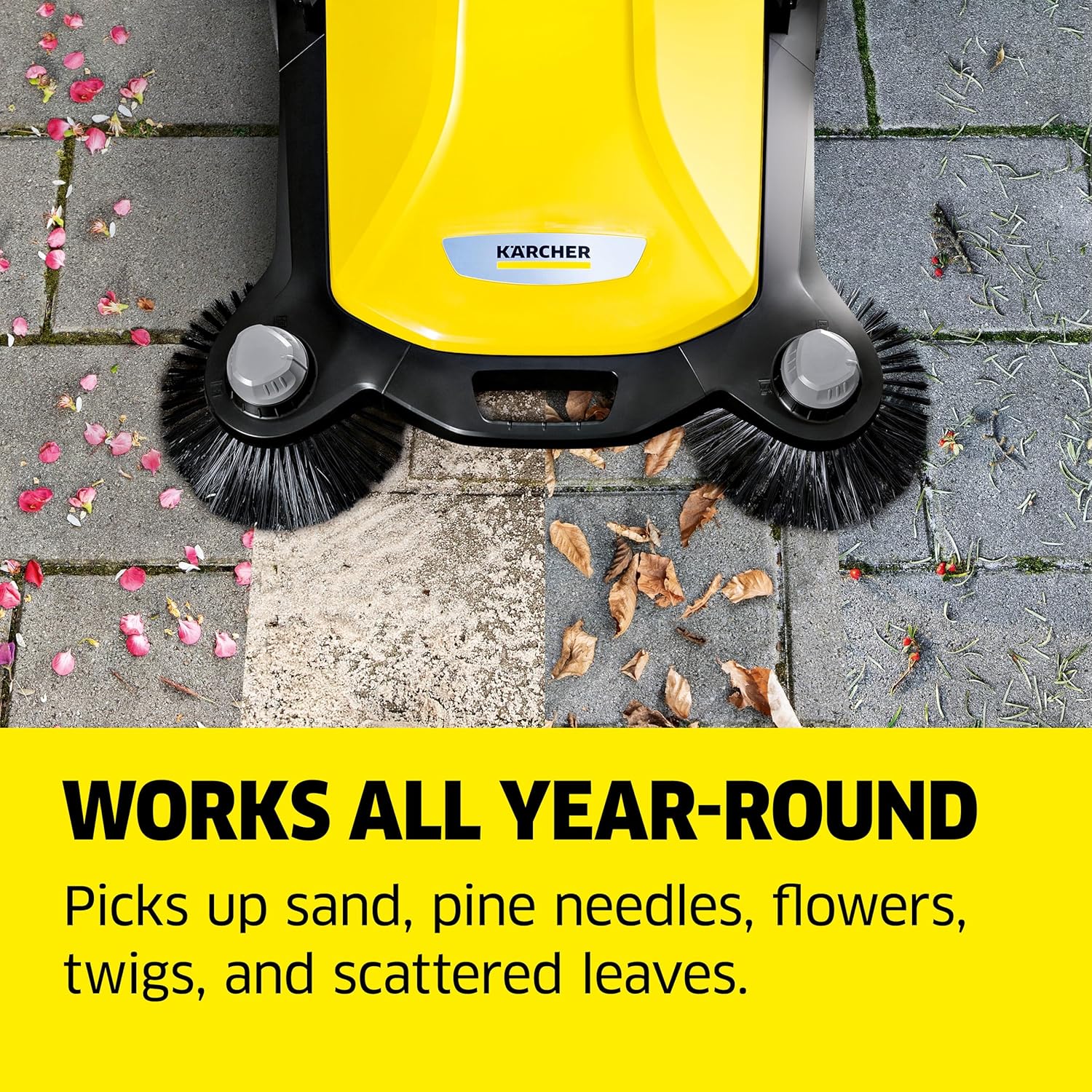 Kärcher Walk-Behind Outdoor Push Sweeper S 6 Twin for Workshops, Warehouses or Garages - 6X Faster Than a Push Broom, 10 Gallon Capacity, 33.9