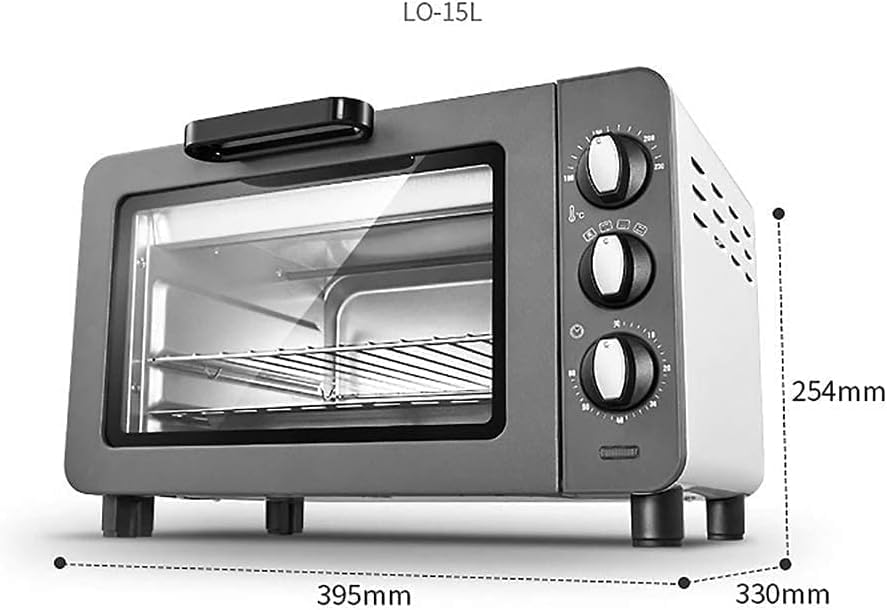 Oven Mini Oven air Fryer Oven Countertop Convection Toaster Oven Baking Pan Broil Rack Rotisserie Fork and Removable Crumb Tray Slice Oven Toaster 15L Mini Ovens Toaster Oven Air Fryer, (Color : Roj