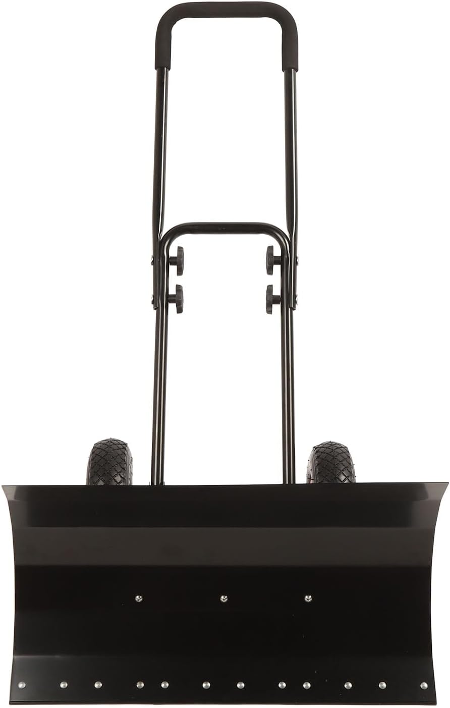 Metal Snow Shovels 29in Width Adjustable Steel Iron Shovel Rolling Wheels Snow Removal Tool for Any Season
