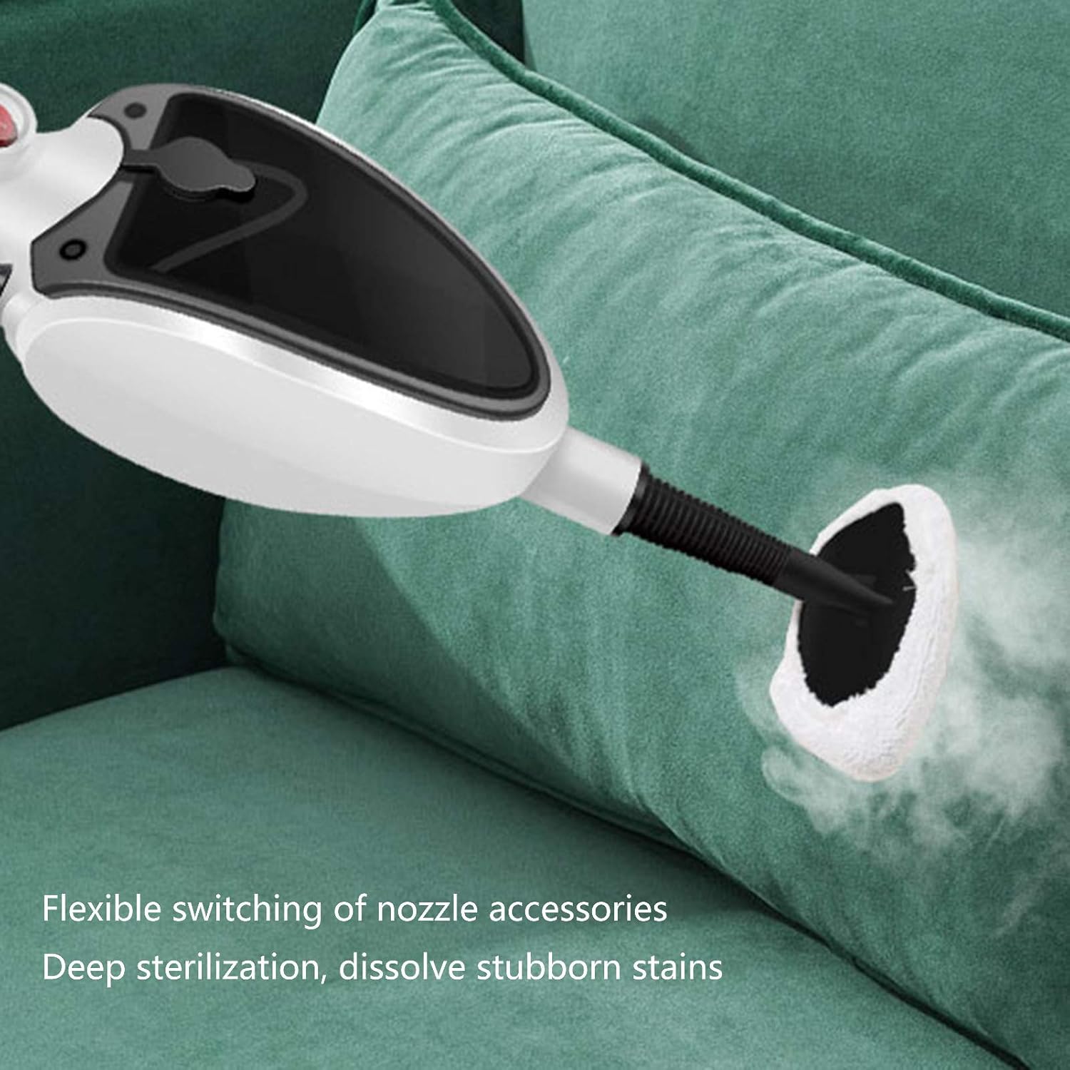 Steam Mop with 110°C High Temperature Steam 15S Heating Time Carpet Cleaner 6 Functions in 1 Steam Mop Environmentally Friendly Adjustable White (White)