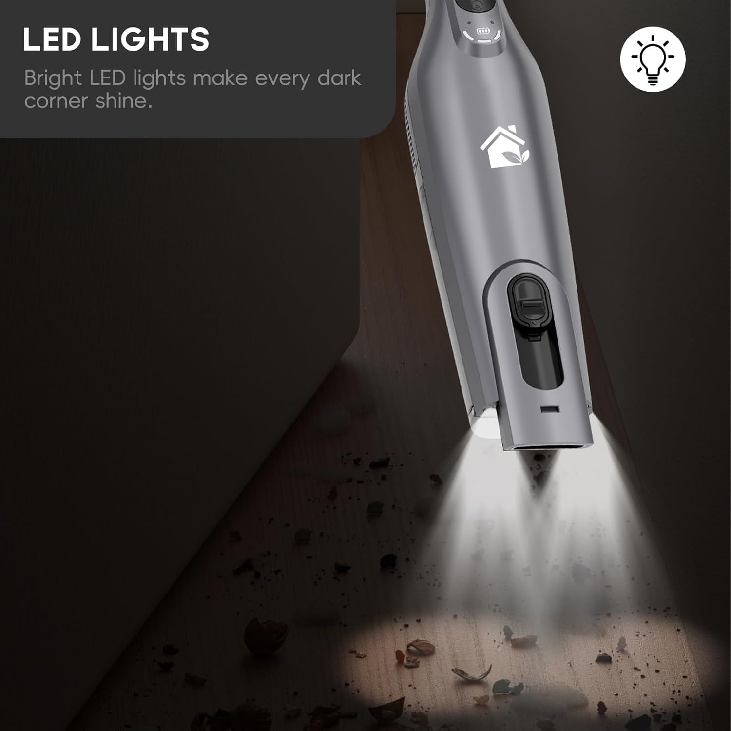 Cordless Handheld Vacuum, Lightweight Portable Hand Vacuum Cleaner with LED Light,Rechargeable Hand Held Vacuum with One-Touch Empty, Powerful Suction for Office, Home,Car,Gray