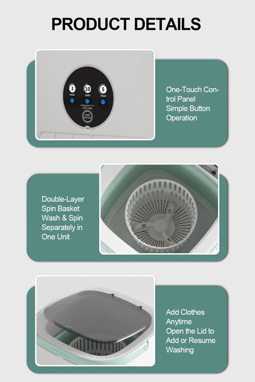 Portable Washing Machine, 16L Mini Foldable Washer with Spin Basket 3 Cleaning Modes, Small Collapsible Laundry Machine for Travel, Apartment, Home, and Camping,Pink