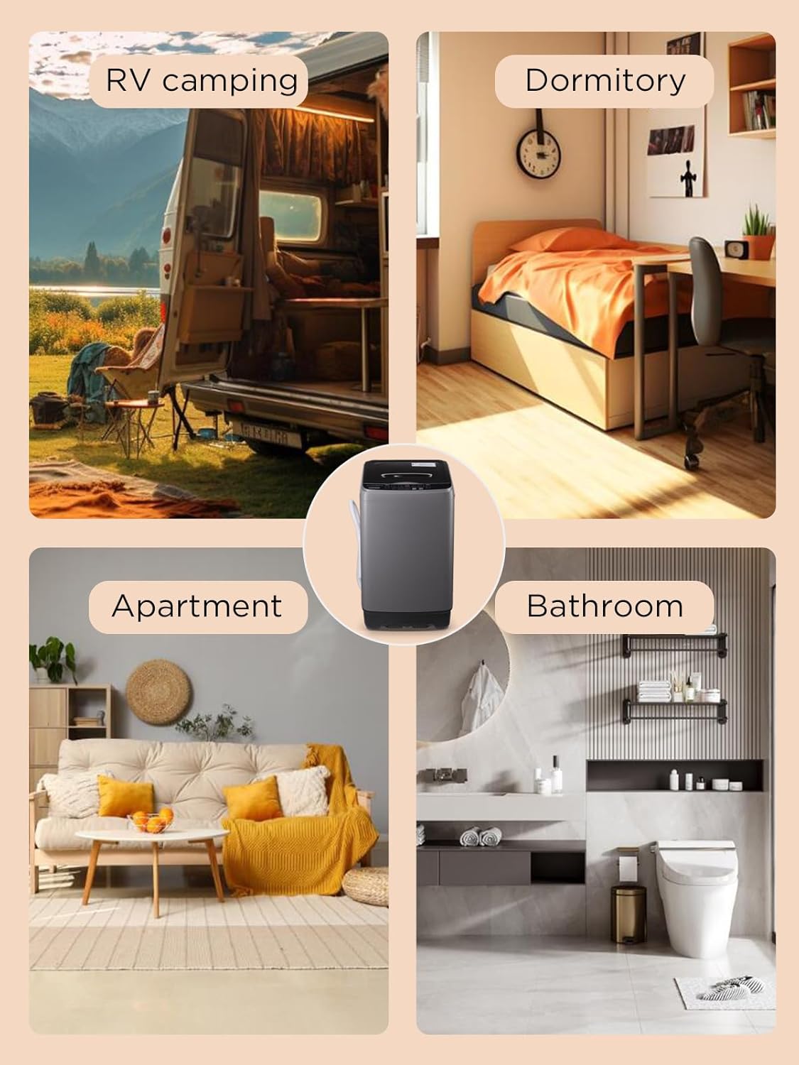 17.7 lbs Full-Automatic Washing Machine with LED Display, Laundry Washer with Drain Pump, 10 Wash Programs 8 Water Levels Washer & Spinner for Home, Apartment, Dorms, Grey