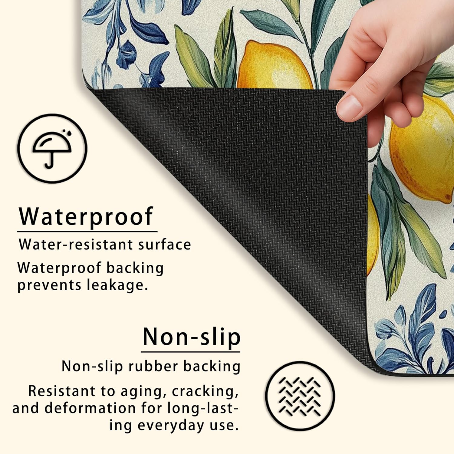 Lemon Blossom Washer Dryer Top Protector Mat, Vintage Botanical Laundry Machine Dust Covers, Summer Floral Rubber Anti-slip Waterproof Washer And Dryer Mats for Home 24x24 Inch