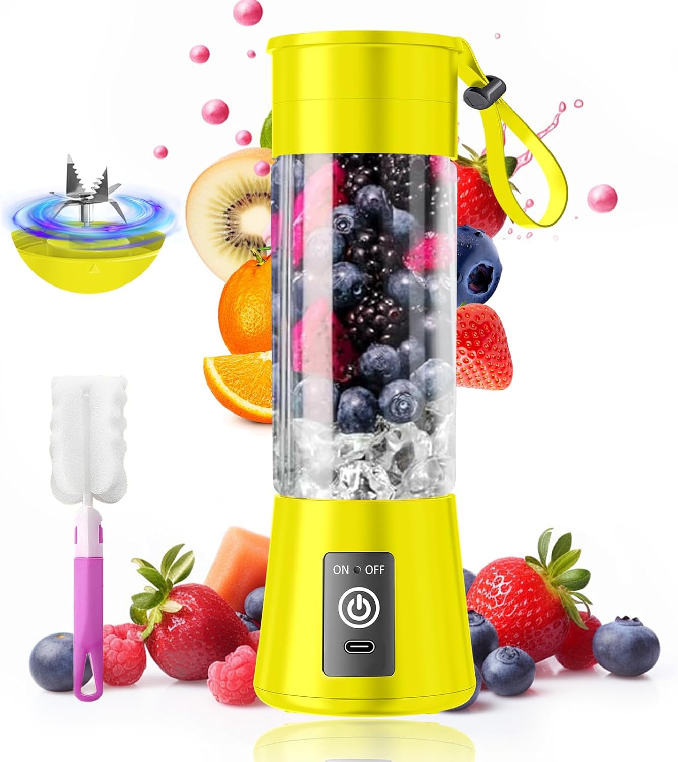 Cordless Personal Size Portable Blender - 380Ml Blender Smoothies and Shakes, BPA Free Traveling Juice Cup with Powerful Blending, Freshly Squeezed in Sports/Travel/Home
