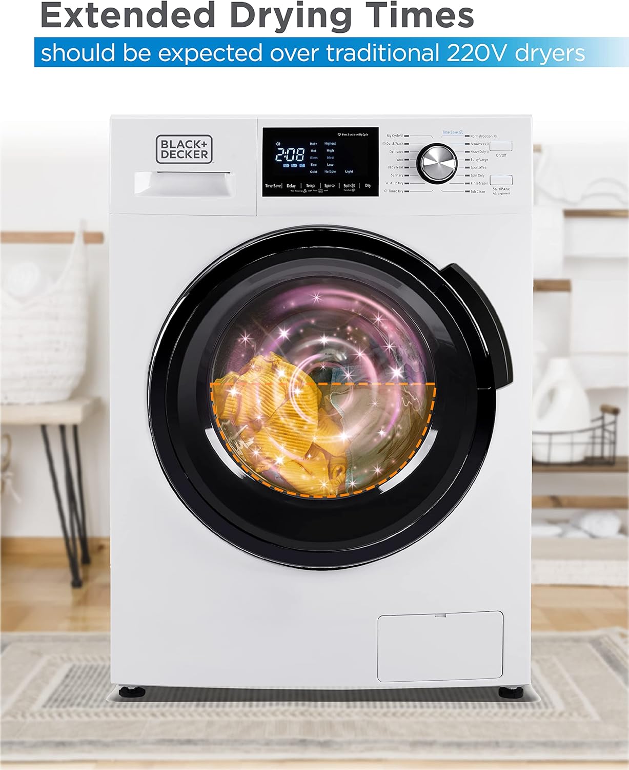 BLACK+DECKER Washer and Dryer Combo, 2.7 Cu. Ft. All In One Washer and Dryer with LED Display & 16 Cycles