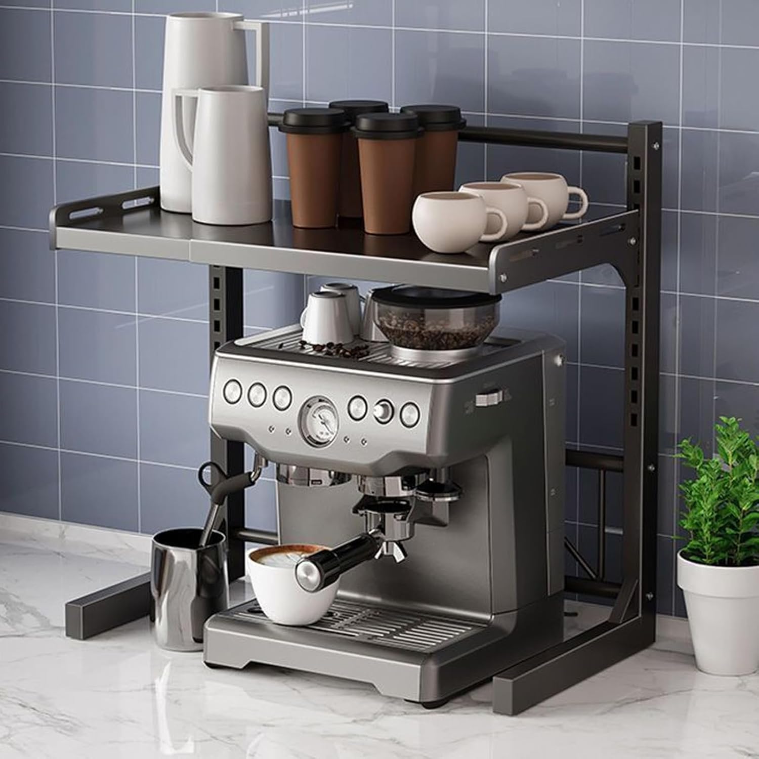 AYNEFY Kitchen Utensils Shelf, Expandable Microwave Oven Rack Jars Storage Rack Countertop Space Riser Organizer Toaster Stand for Tableware