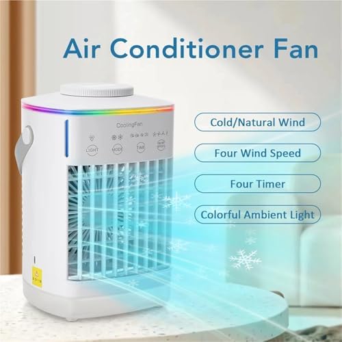 Portable Air Conditioner, Portable Air Conditioner with Colorful Atmosphere Light Water Cooling Fan,Desktop Fan for Home Outdoors