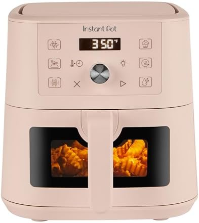 Instant Pot 4Qt VORTEX 6-in-1 Mini Air Fryer, Custom Program Options, Air Fry, Broil, Roast, Dehydrate, Bake, Reheat, Rosewater, 4 Quarts