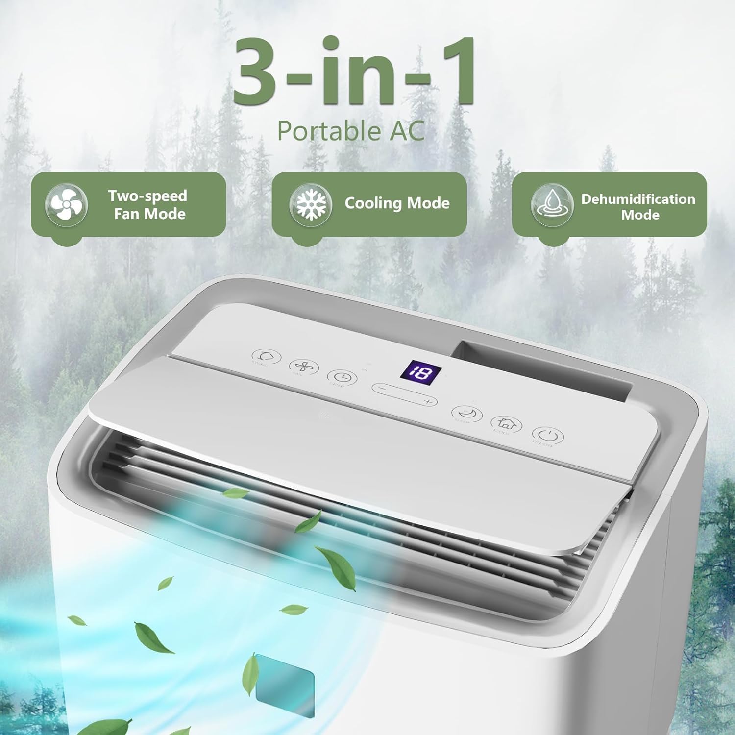 12,000 BTU Portable Air Conditioner 3-in-1 Cooling, Dehumidifier & Fan with Remote Control Auto-Swing Louvers, 24H Timer, Quiet Sleep Mode, Window Kit & Extendable Hose for Rooms up to 550 Sq.Ft.