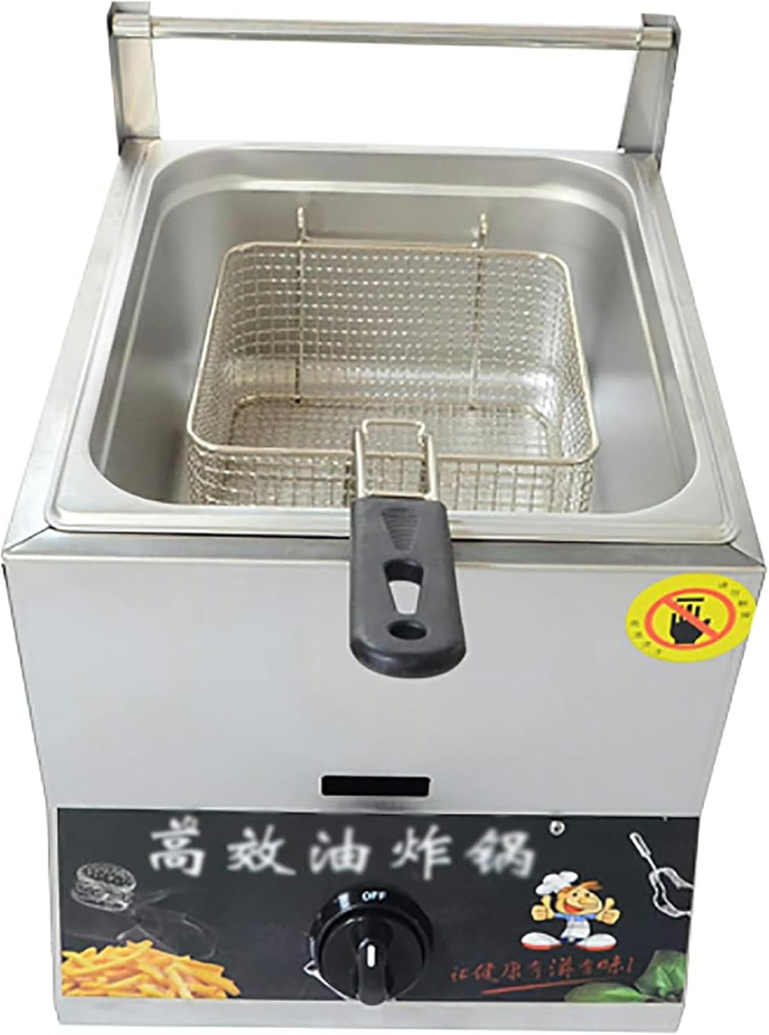 612L Single Pot LPG Gas Fryer Stainless Steel Countertop Deep Fryer with Basket, Outdoor Cooker, for French Fries Home Kitchen Restaurant