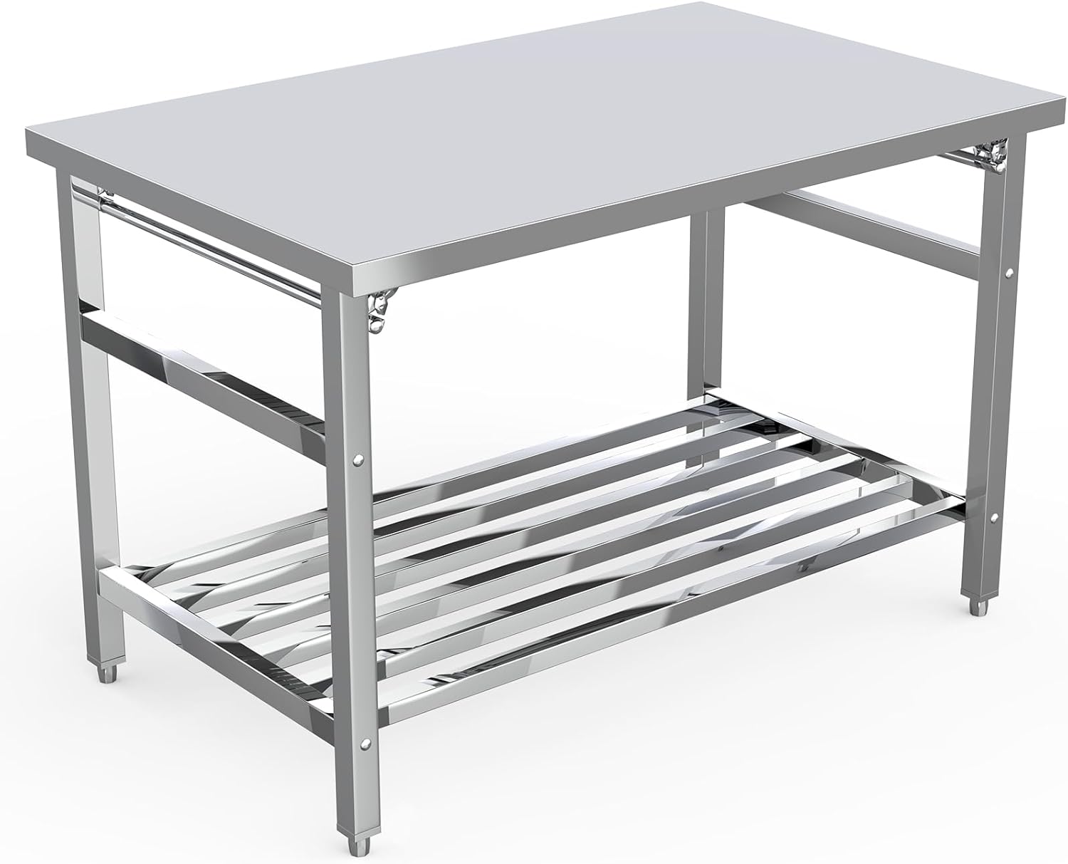 48 x 24 Inch Stainless Steel Folding Table for Prep & Work, NSF Commercial Heavy-Duty Stainless Steel Kitchen Island with Undershelf for Restaurant and Home
