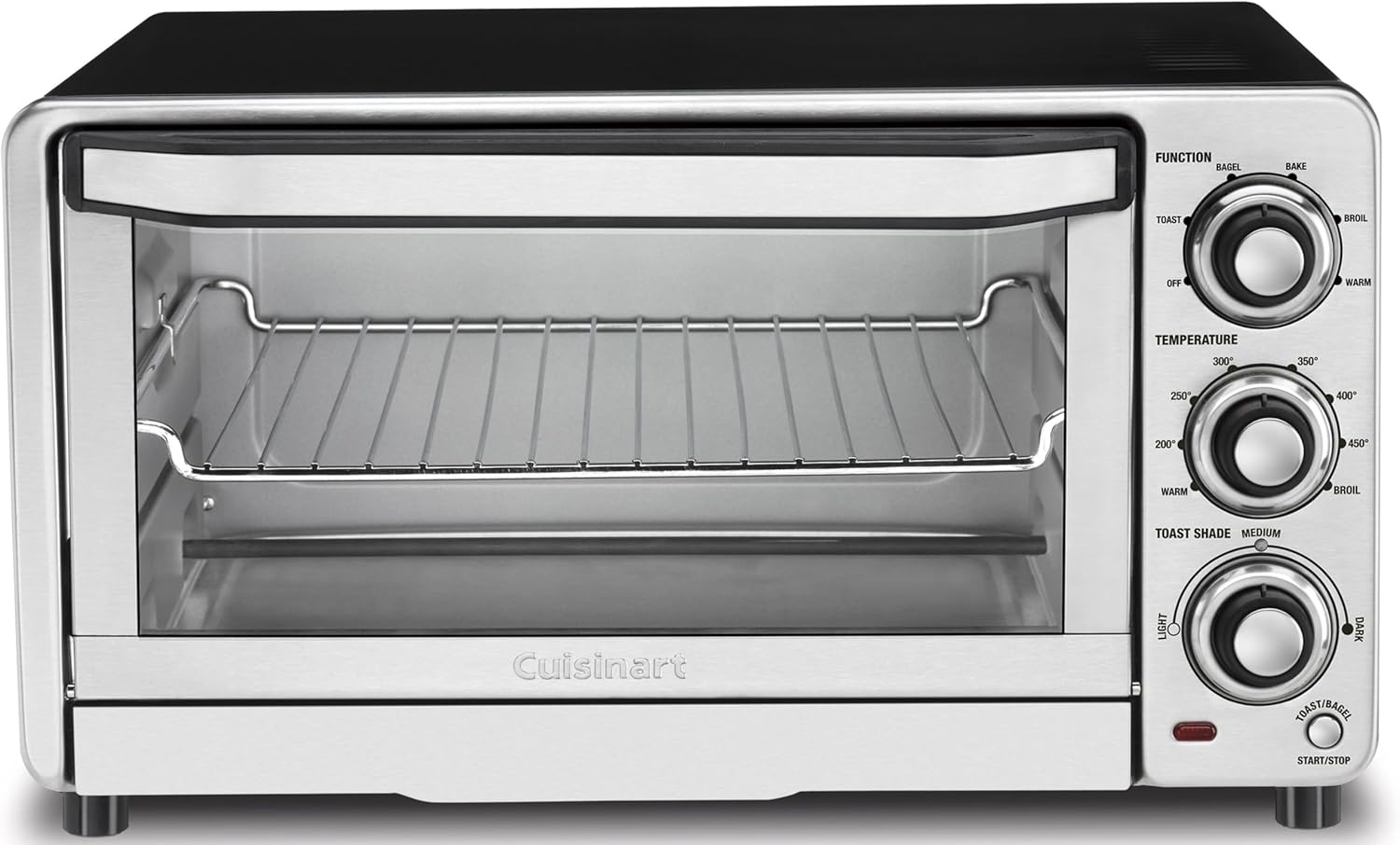 Cuisinart Custom Classic Toaster Oven Broiler, 1800 Watt Countertop Toaster Oven to Bake, Broil, and Toast, Non-Stick Interior, Consistent Toast Control, Brushed Stainless Steel/Black, TOB-40N