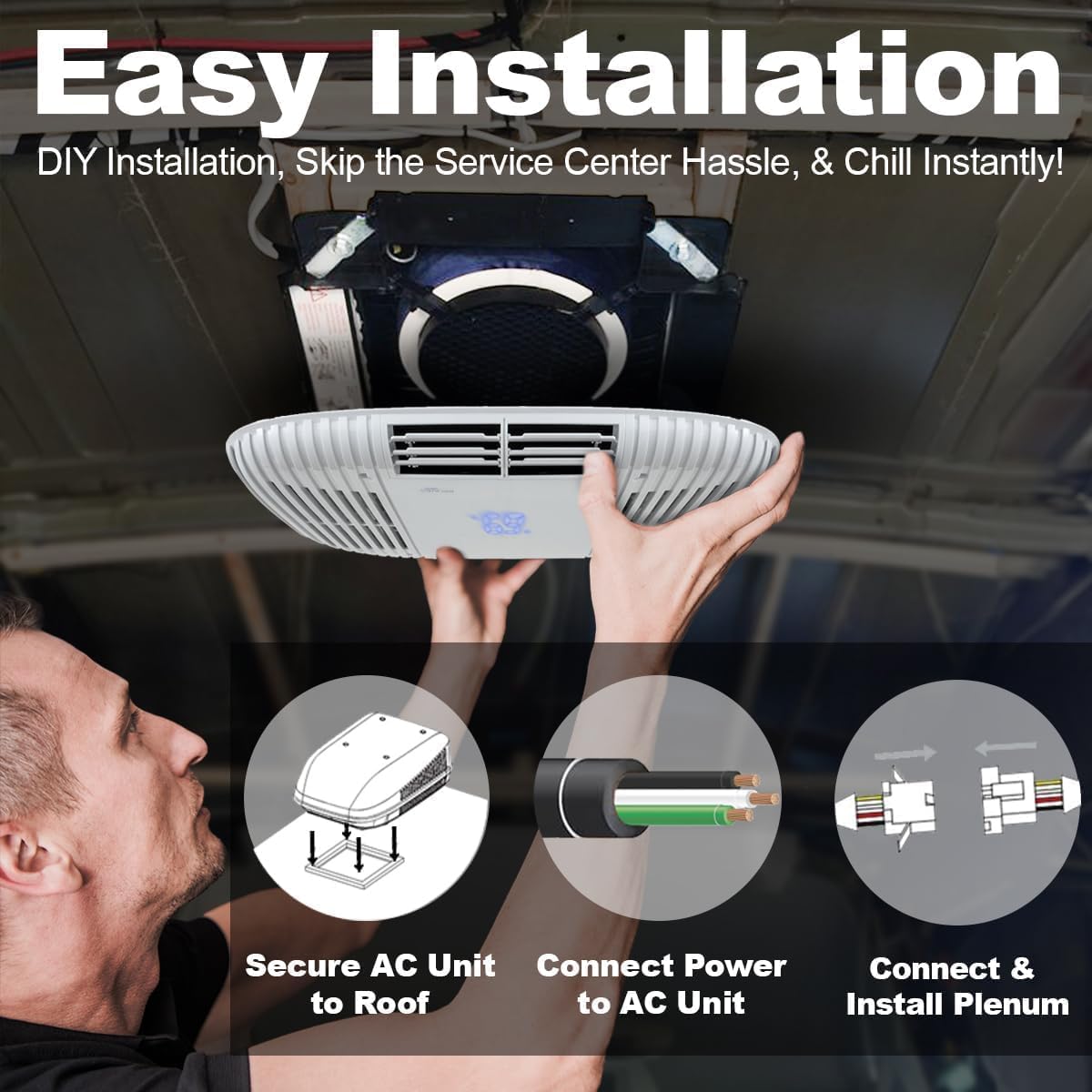 RecPro RV Air Conditioner 15K | Quiet AC | 110-120V | Heat Pump & Cooling | Easy Install | All-in-One Unit | For Camper, Fifth Wheel, Food Trucks (Ducted, Black)