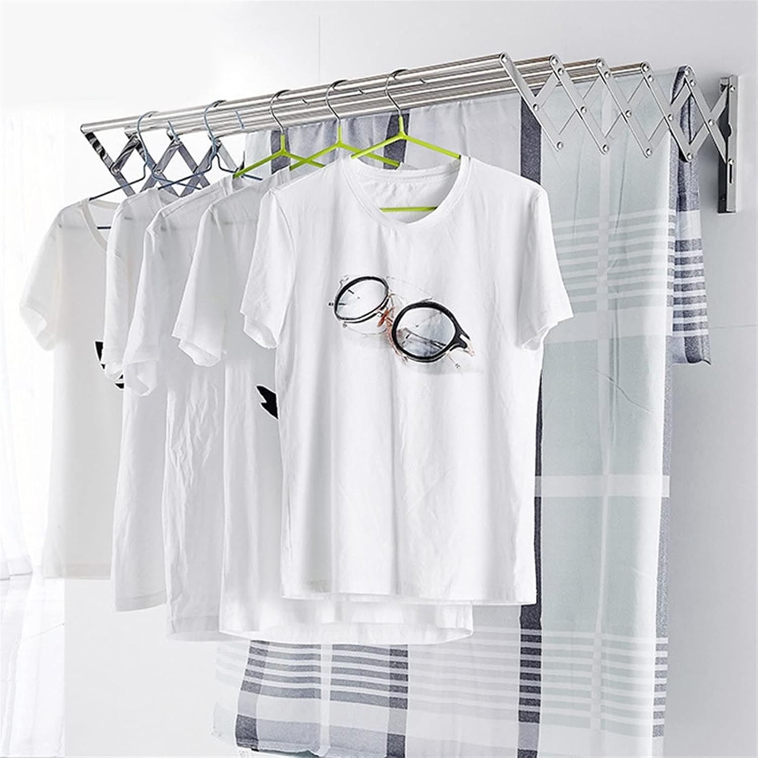 Home Retractable Clothes Drying Rack Wall Mounted Folding Hanger Drying Rustproof Easy to Install Design 110 Lb Capacity (Size : 70cm)