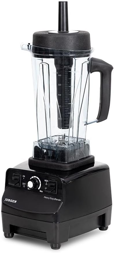 JURGEN BM-2000 Heavy Duty Commercial Blender with 68 Oz BPA-Free Jar, Variable Speed Control, Stainless Steel Blades for Smoothies, Juices, Soups, Ice Crushing, Black