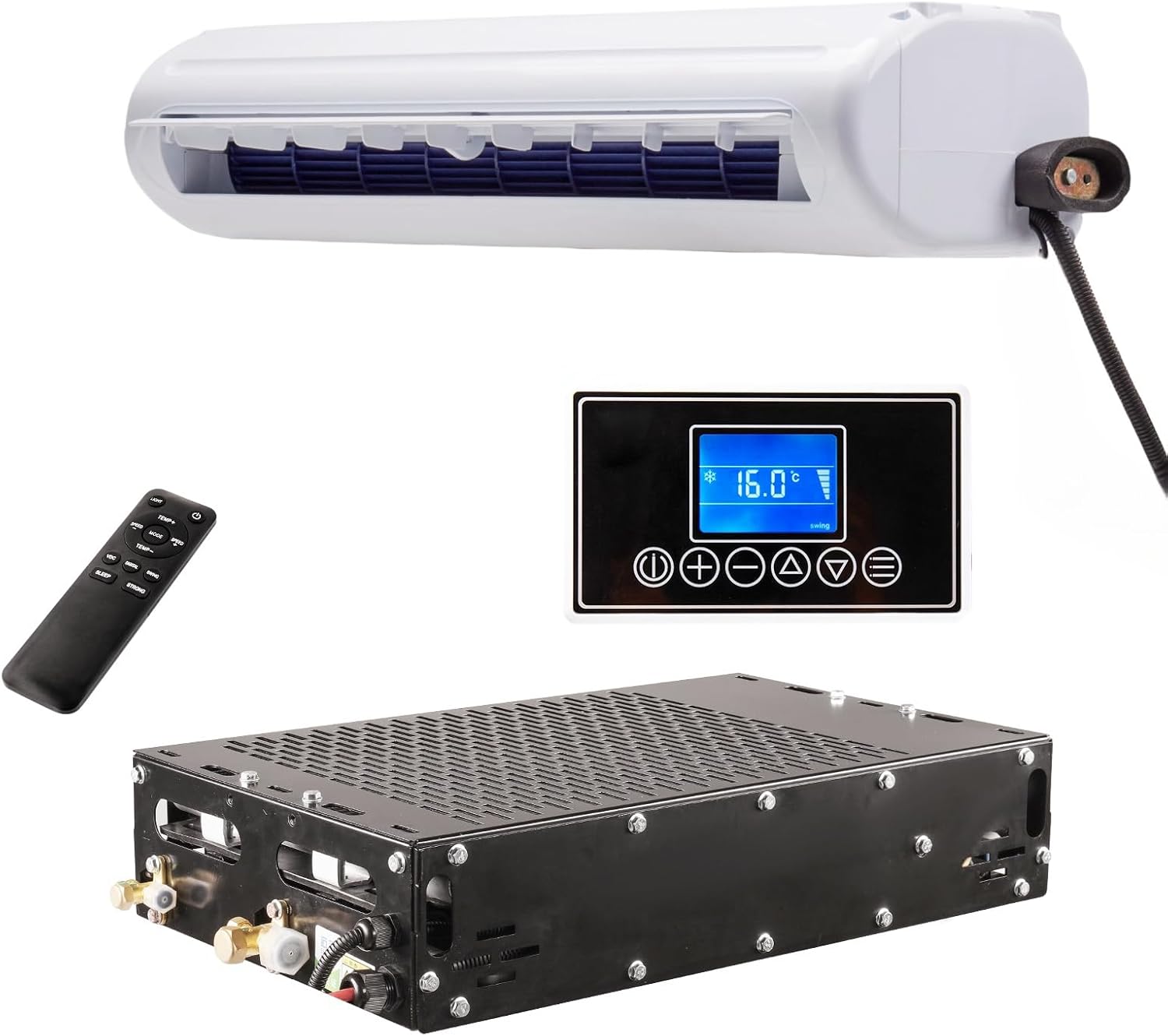 48V air conditioner, ultra-thin bottom RV AC unit/silent DC air conditioner, suitable for RVs, trucks, campers, trailers, construction vehicles, excavators, vans, etc (48V)