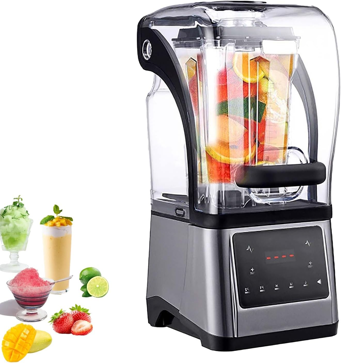 Commercial Smoothie Makers, 1.6L Electric Smoothie Blender,with Sound Proof Cover, Food Processor for Fruits