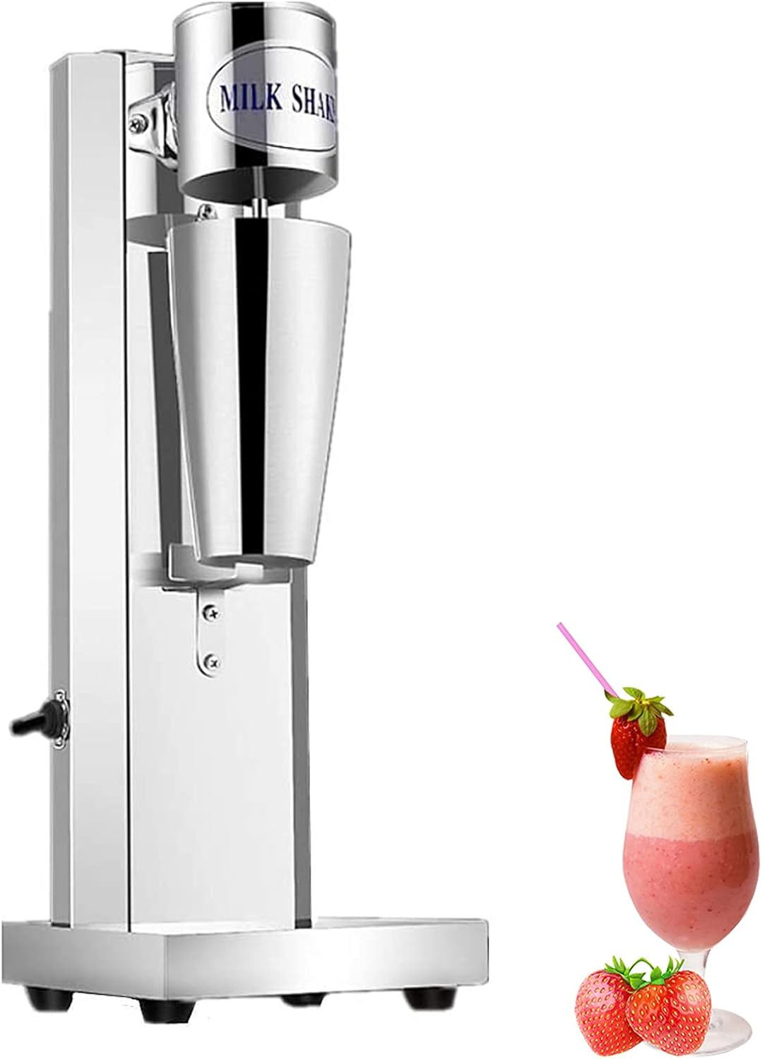 Electric Milkshake Maker Single Head, Stainless Steel Drink Mixer Shake Machine Smoothie Milk Ice Cream Blender One 750ML Cup 180W 18000 Rpm