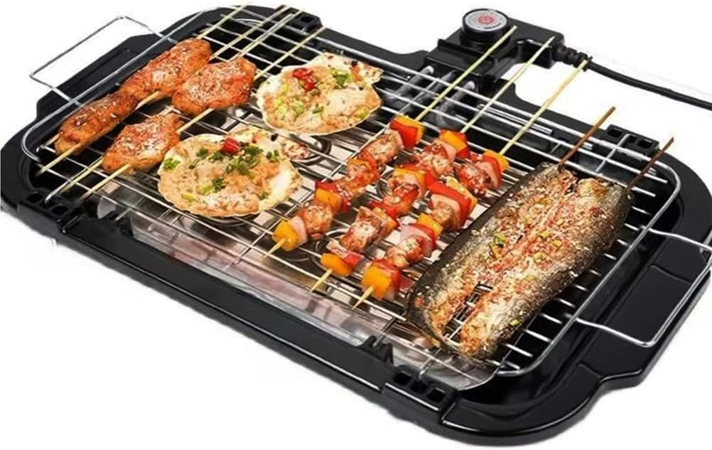 2000W Indoor Grill, Temperature Adjustable Contact BBQ Grills W/Plastic Oil Collection Tray & Touch Adjustable Panel