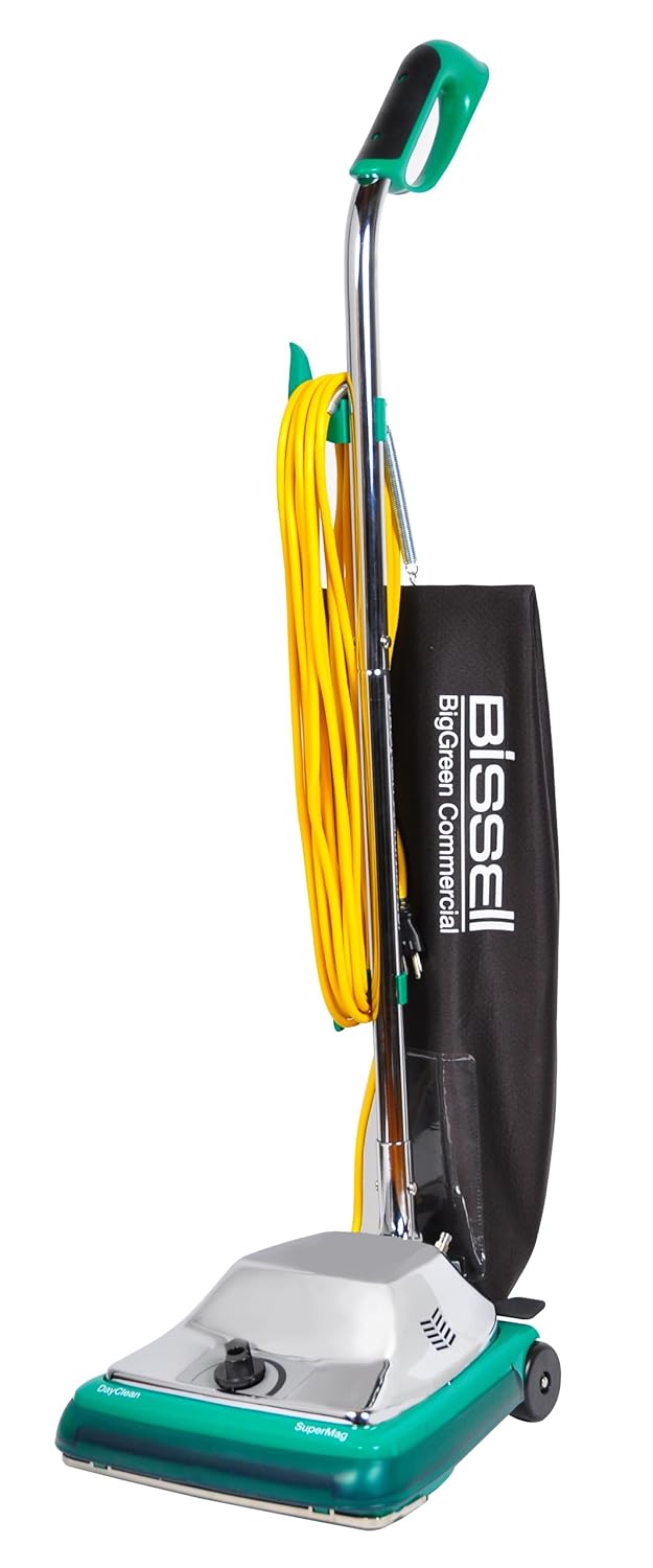 Bissell BigGreen Commercial BG107HQS DayClean Quiet-Motor System Upright Vacuum, Comfort Grip Handle with Magnet, 650W, 12