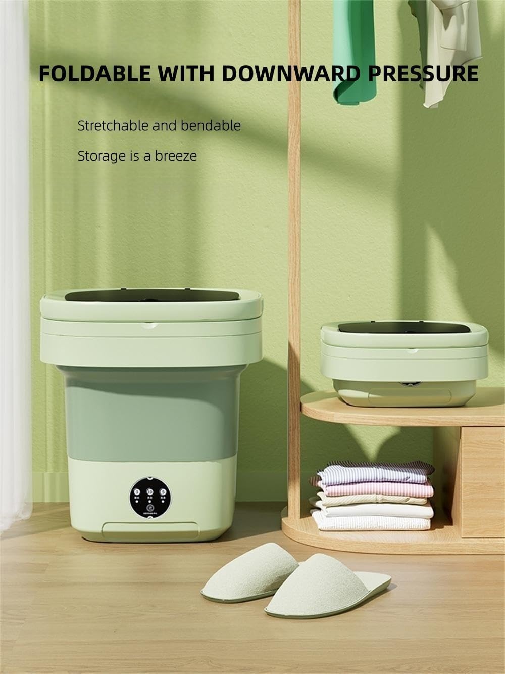 Portable Washing Machine, Mini Washer,16L Upgraded Large Capacity Foldable Washer.Deep Cleaning of Underwear, Baby Clothes and Other Small Clothes.Suitable for Apartments, Dormitories, Hotels.(Green)