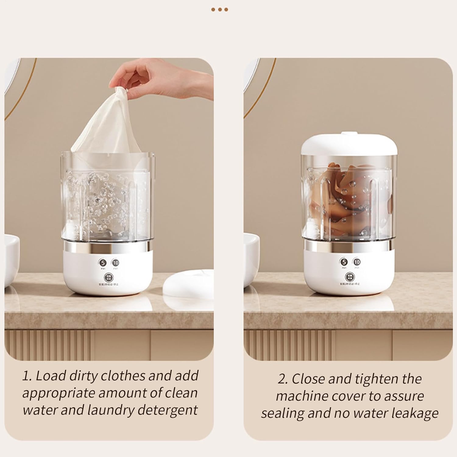 Portable Washing Machine Compact Deep Cleans Underwear Baby Clothes Small Laundry Cordless Underwear Washer For Apartment Dorm Hotel Travel Camping