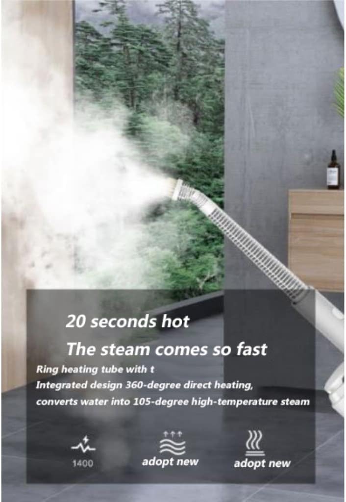 All-in-one Steam Mop and Detachable Handheld Cleaner, 5 Large Brush Heads, 360ml Powerful Cleaner, Multifunctional Floor Steamer for Carpet, Laminate, Tile, Car (Color : Gray)