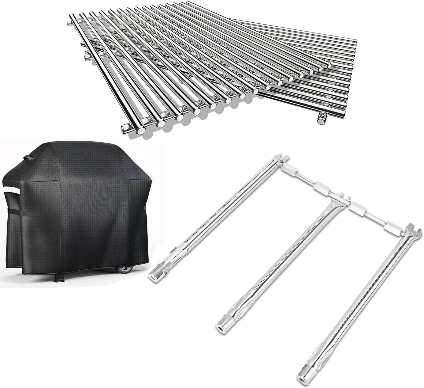 QuliMetal 69787 Grill Burner, Cooking Grates and Grill Cover for Weber Spirit 300 and GS4 Spirit II 300 Series Gas Grills