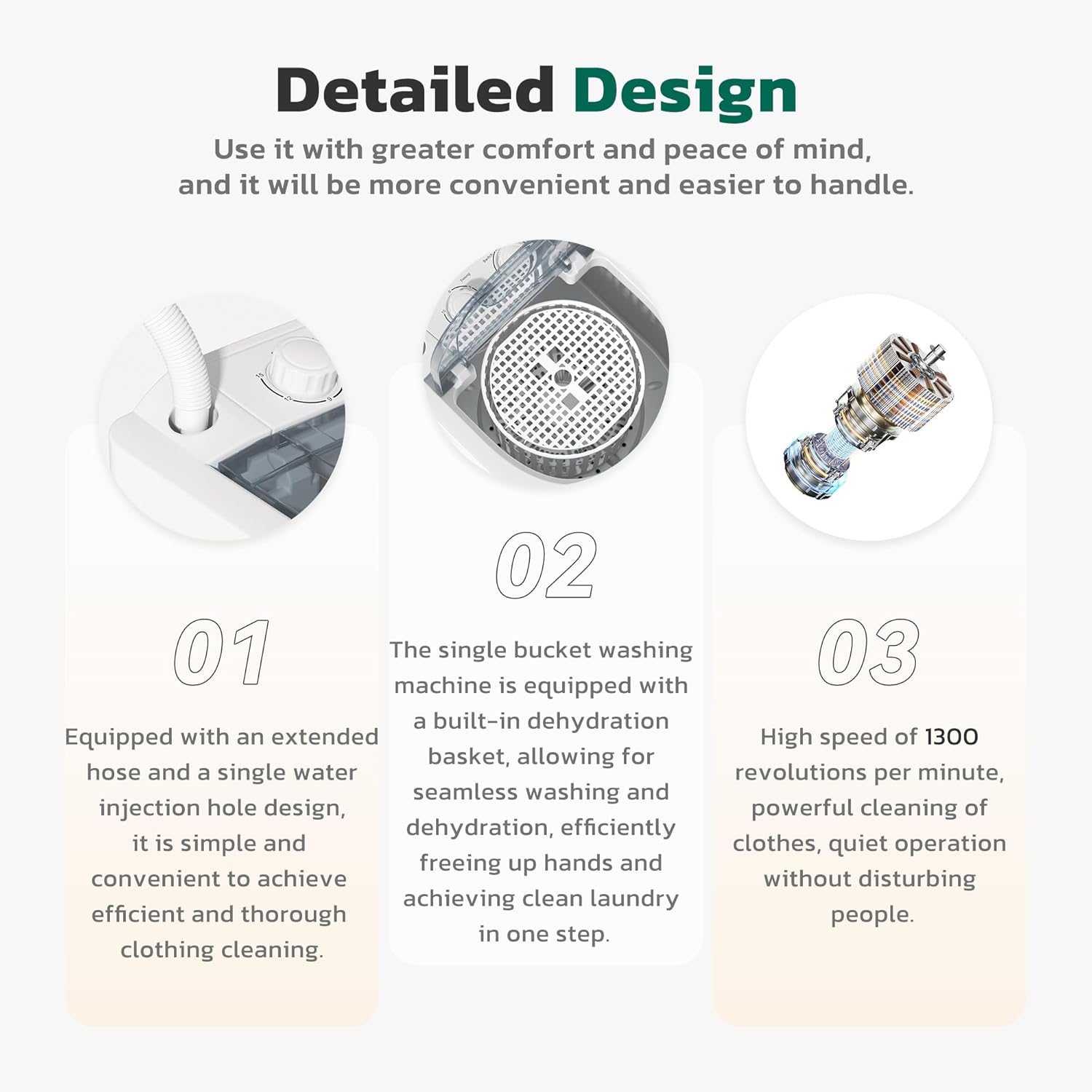 Greenvelly Portable Washing Machine, 6.6lbs Single Tub Small Laundry Washer with Spin Basket, Semi-automatic Washer Machine for Apartment, Dorms, RV, Home (Grey White)