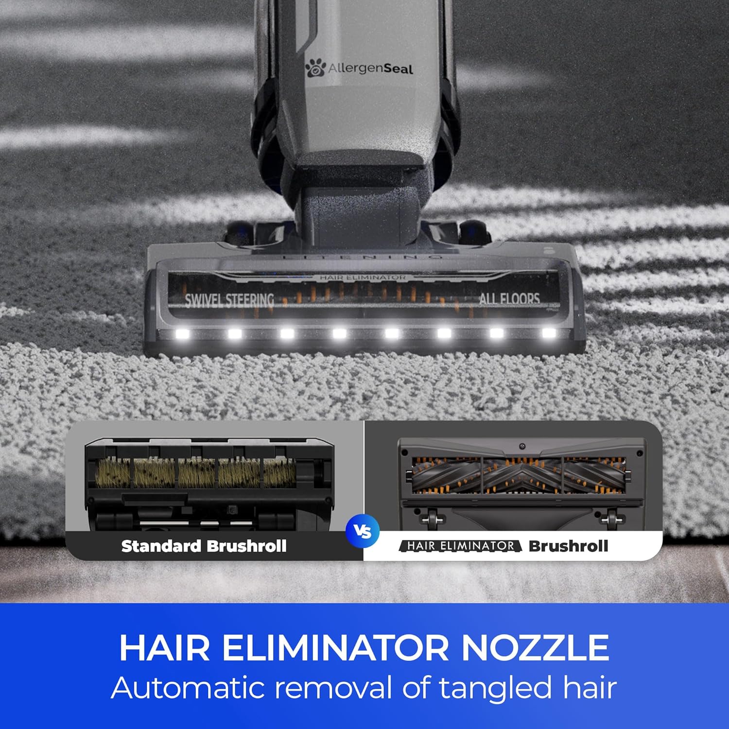 Kenmore CU7005 Litening 24V Cordless Upright Vacuum with Lift-Up & Hair Eliminator Nozzle, Brushless Motor, Up to 80 Mins of Runtime, HEPA Filter & LED Display for Carpets, Hard Floor & Pets, White