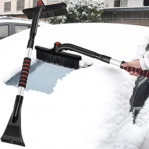 Car 2 in 1 Ice Scraper Detachable Automotive Snow Ice Removal Shovel Telescopic Metal Rod Multifunctional Car Cleaning Tool