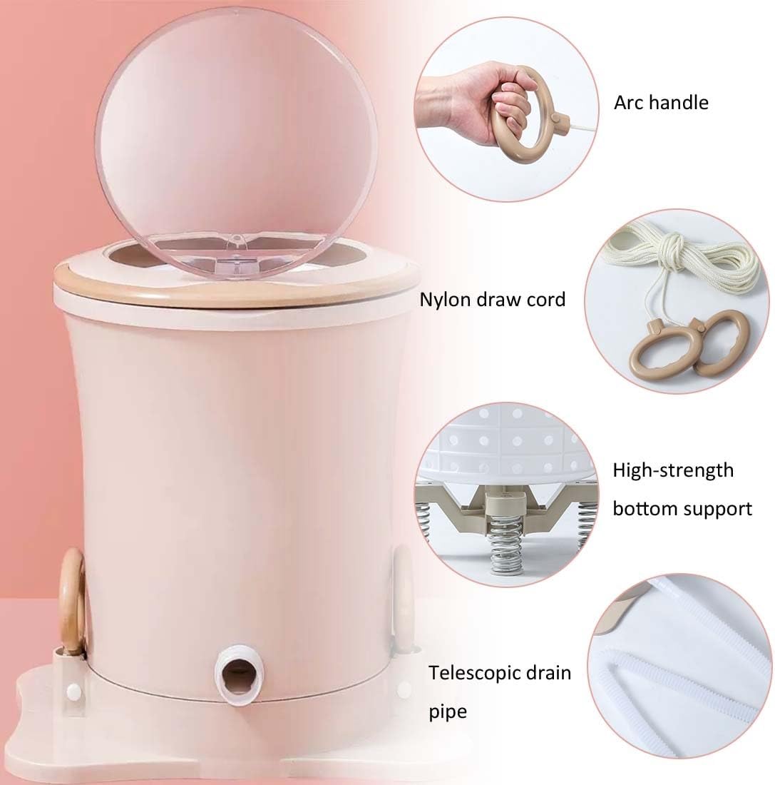 Manual Clothes Dryer Foot Powered Washing Machine Portable Draw Cord Dryer Non Electric 8L Washing Capacity Washing Dehydrator for Camping Apartments Dorms College(Light Blue)