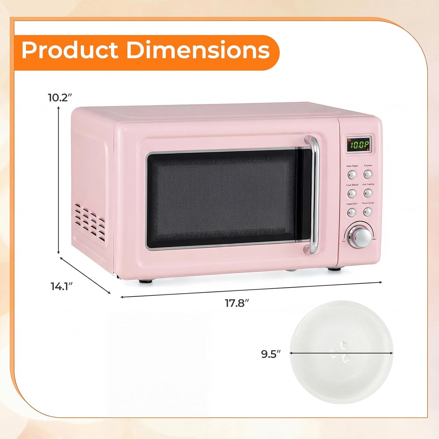 ARLIME Retro Microwave 0.7Cu.ft, 700 Watt Countertop Microwave with 5 Micro Power Defrost & Auto Cooking Function, LED Display, Child Lock, Pink Small Microwave for Kitchen, RV, Dorm