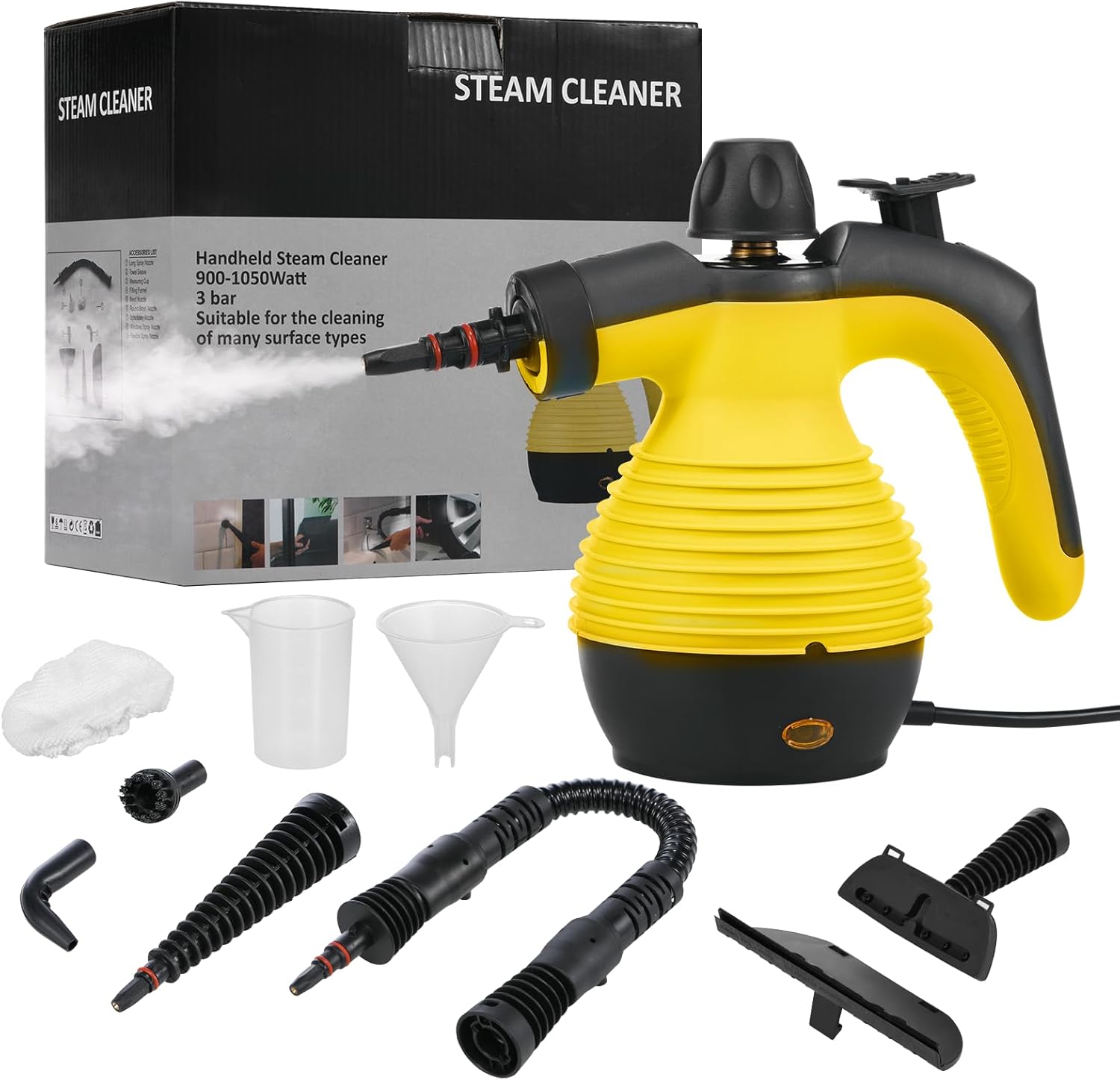 AORESAC Handheld Steam Cleaner, Multi-Purpose Steamer Pressurized Electric Steam Cleaner with Safety Lock and 9 Accessory Kit for Upholstery, Kitchen, Bathroom, Grout, Tile, and Floor Cleaning