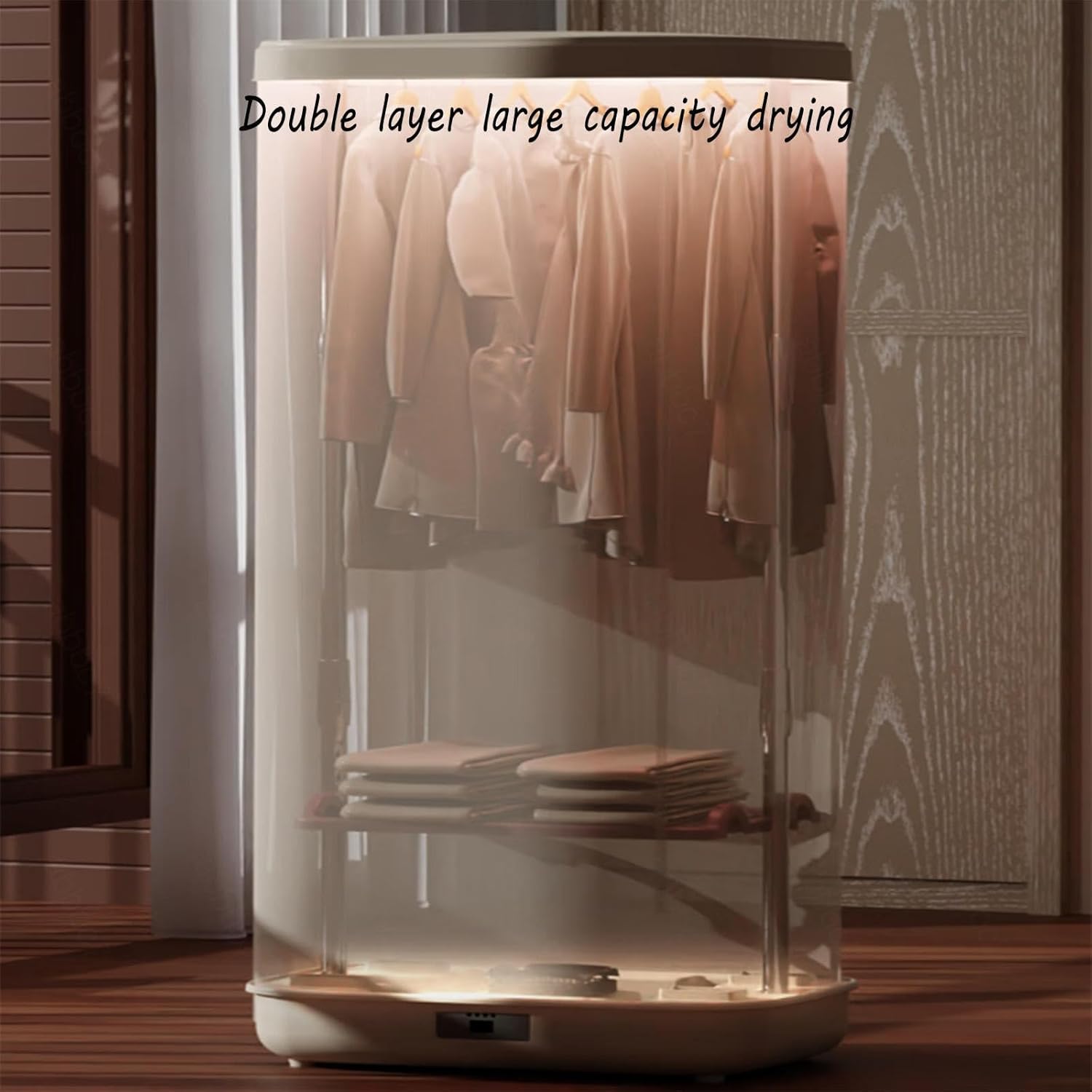 Folding Steam Closet, Automatic Clothes Folding Machine with Remote, Heated Clothes Drying Rack 900w for Rvs, Apartments, Travel, Dormitories