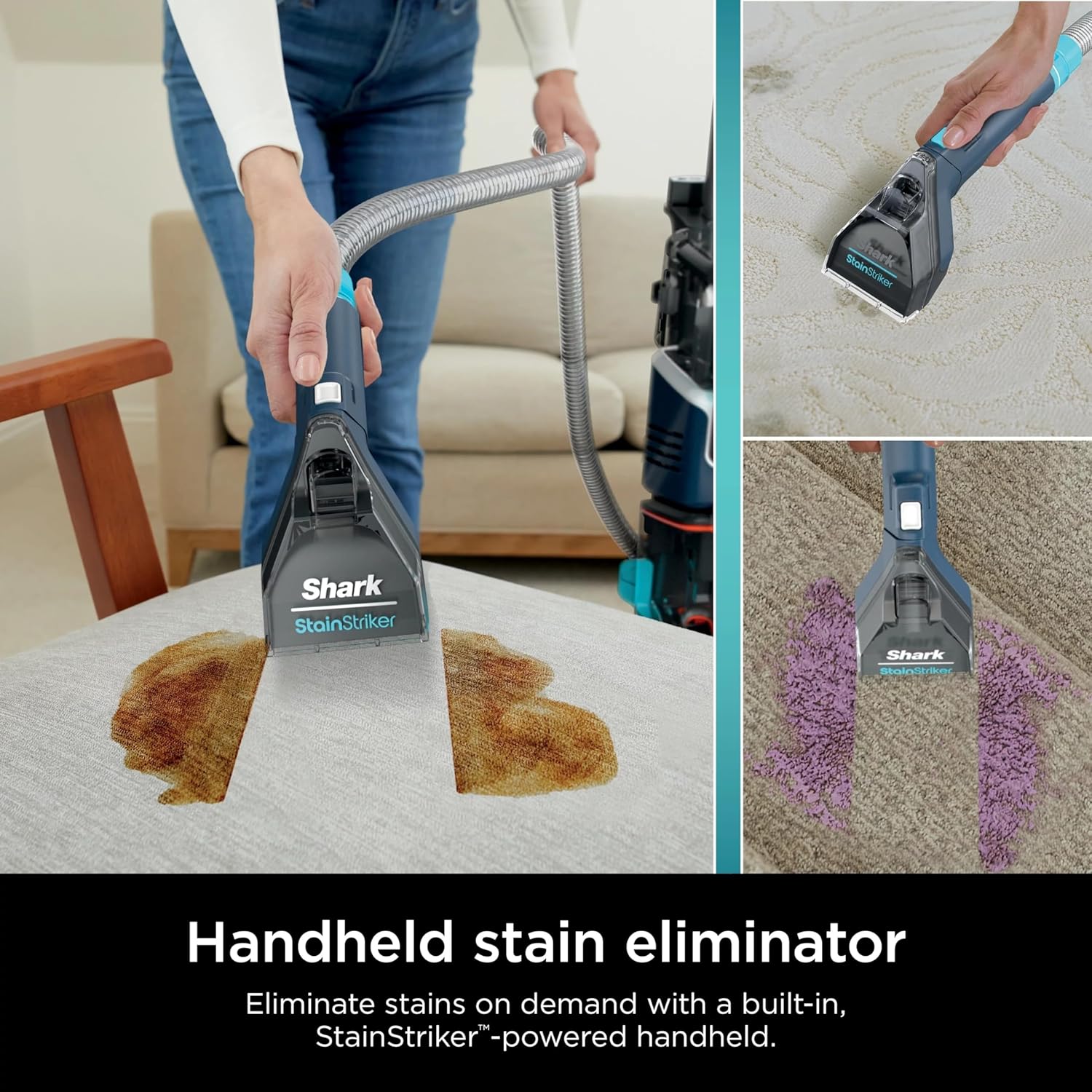 Shark CarpetXpert with Stain Striker, Upright Carpet, Area Rug & Upholstery Cleaner (Renewed) (Navy)