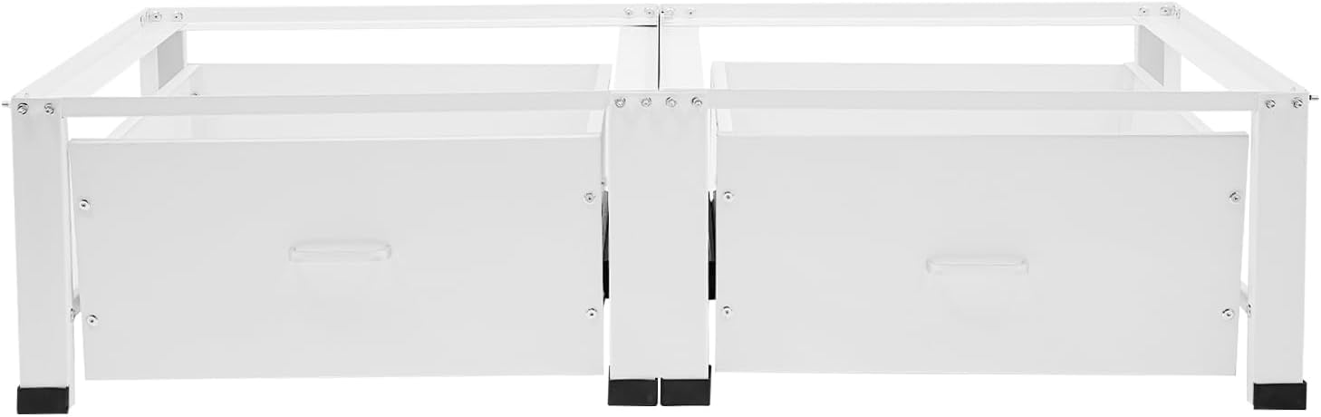 Washing Machine Base Frame with 2 Storage Drawers - Double Appliance Stand 440LB Capacity, Anti-Vibration Base for Washer Dryer Laundry Room Organization