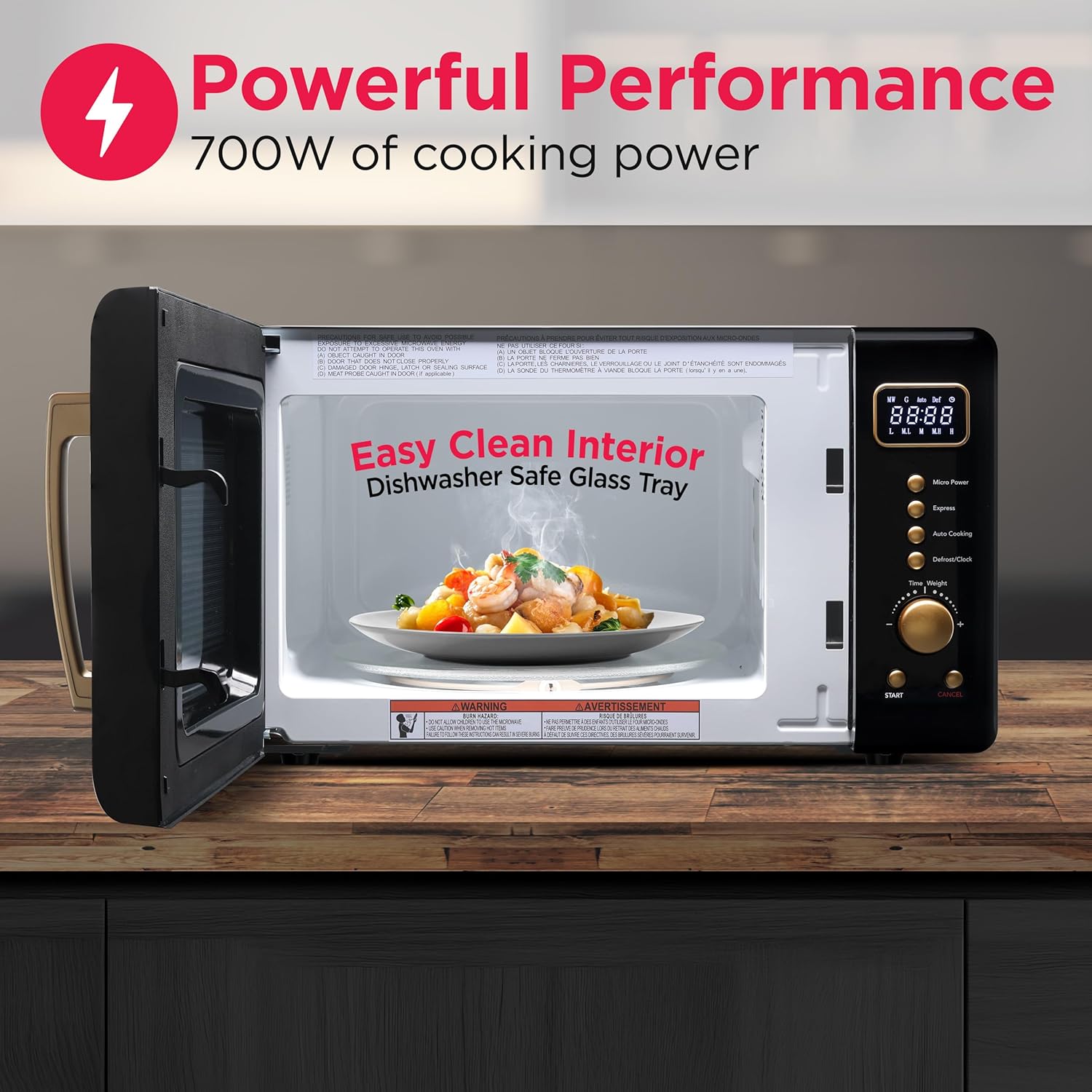 FRIGIDAIRE EMW788RETRO 0.7 cu. ft. Retro Microwave, Black-Gold