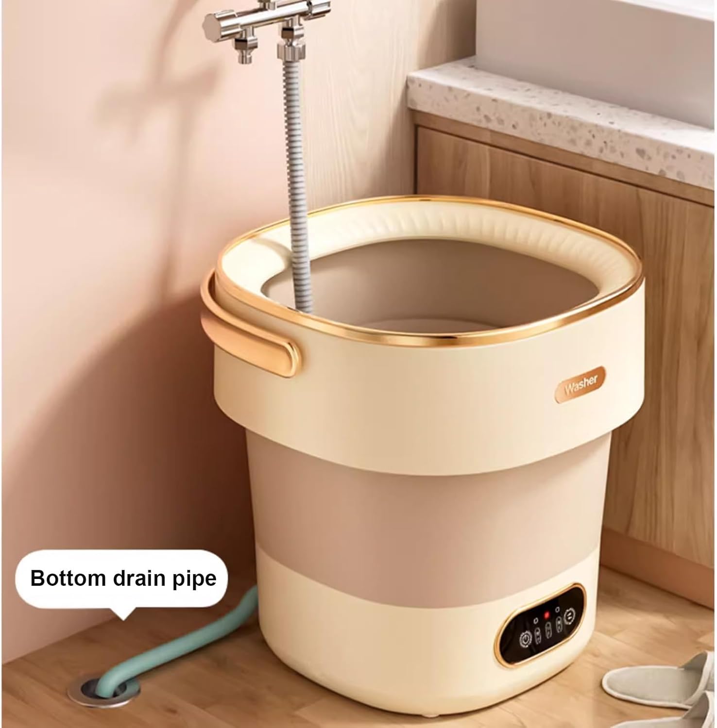 Portable Mini Washing Machine, Small Washing Machine, 19L Large Capacity Underwear Washer, for Underwear, Baby Clothes Socks and Small Items, Apartments, Dorm,RV(Black)