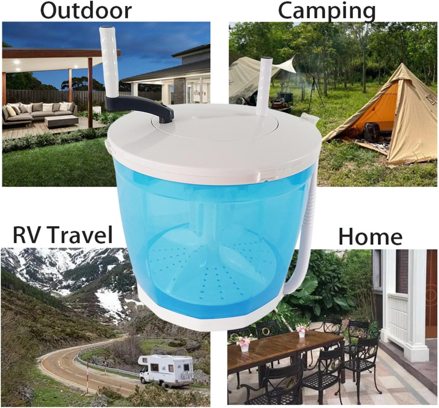 Portable Manual Laundry Washer and Spins Dryer Hand Crank Operated Washing Machine for Camping Travel Apartments