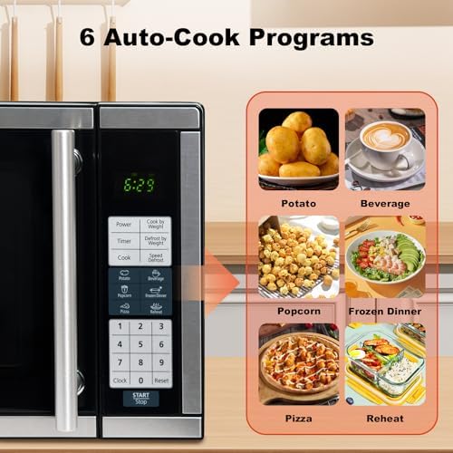 SMETA Countertop Microwaves, Small Microwave Oven 700 Watts 0.7 cu ft Microwave Ovens 10 Power Levels with Turntable Push-Button, Compact Size for Kitchen, Dorm, Apartment, Office, Black