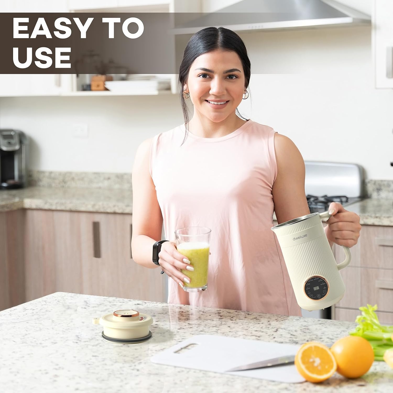 NEW Multifunctional Nut Milk Maker, 8 in 1 blender, makes almond milk, soy milk, oat milk, juice, boil water, automatic delay start/keep warm, cream/rose gold blender