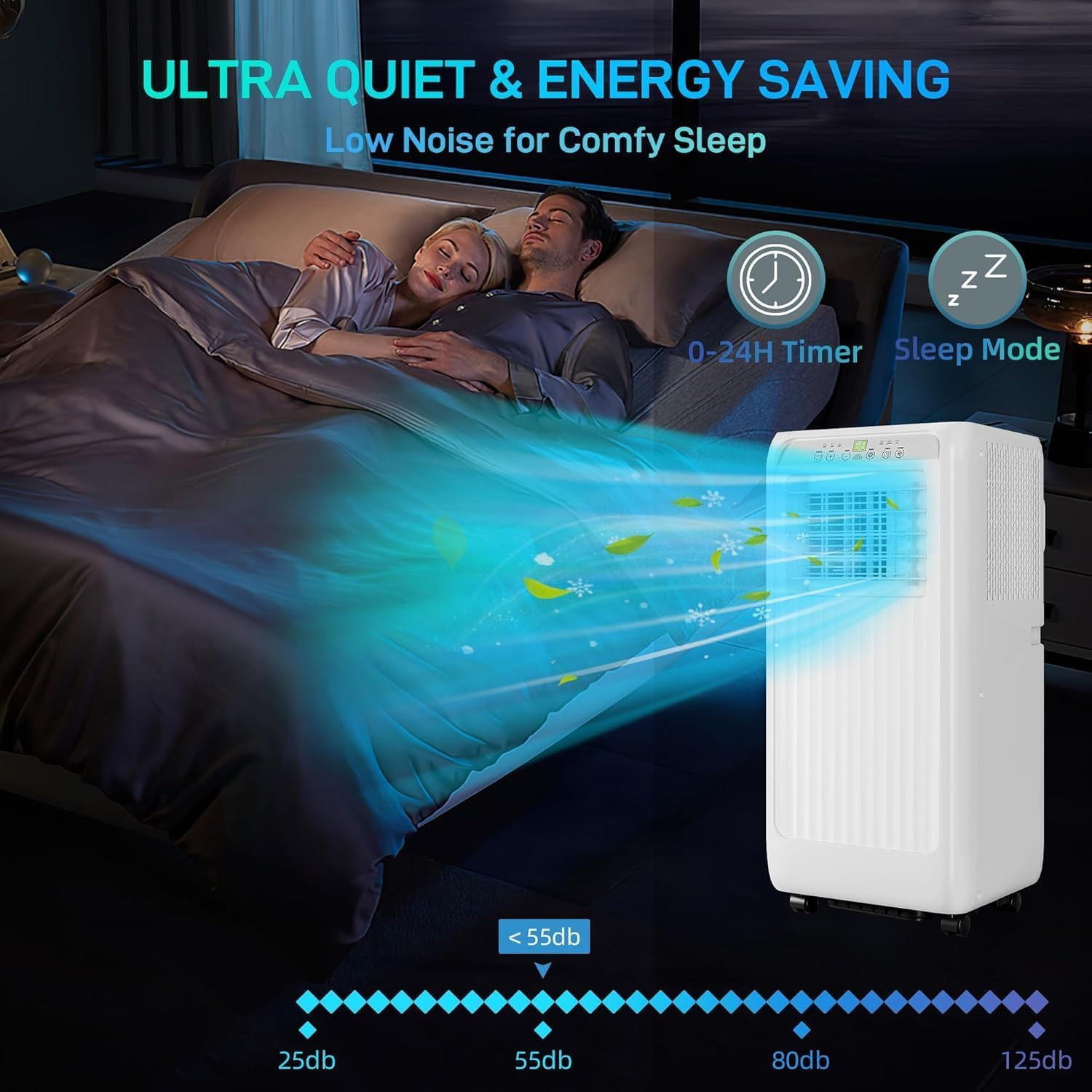 Portable Air Conditioners 8000 BTU, Remote Control AC with 24H Timer, Low Noise Energy Saving Cooling Unit for Bedroom, Office, Small Spaces 350 Sq. Ft, White