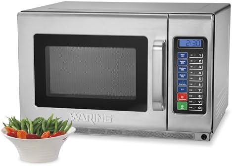 Waring Commercial WMO120 Heavy Duty Microwave Oven, 1.2 Cubic Feet, 10 Programmable Memory Settings, 5 Power Levels, Stainless Steel Construction, 208/230V, 1800W Dual Magnetrons, 6-15 Phase Plug
