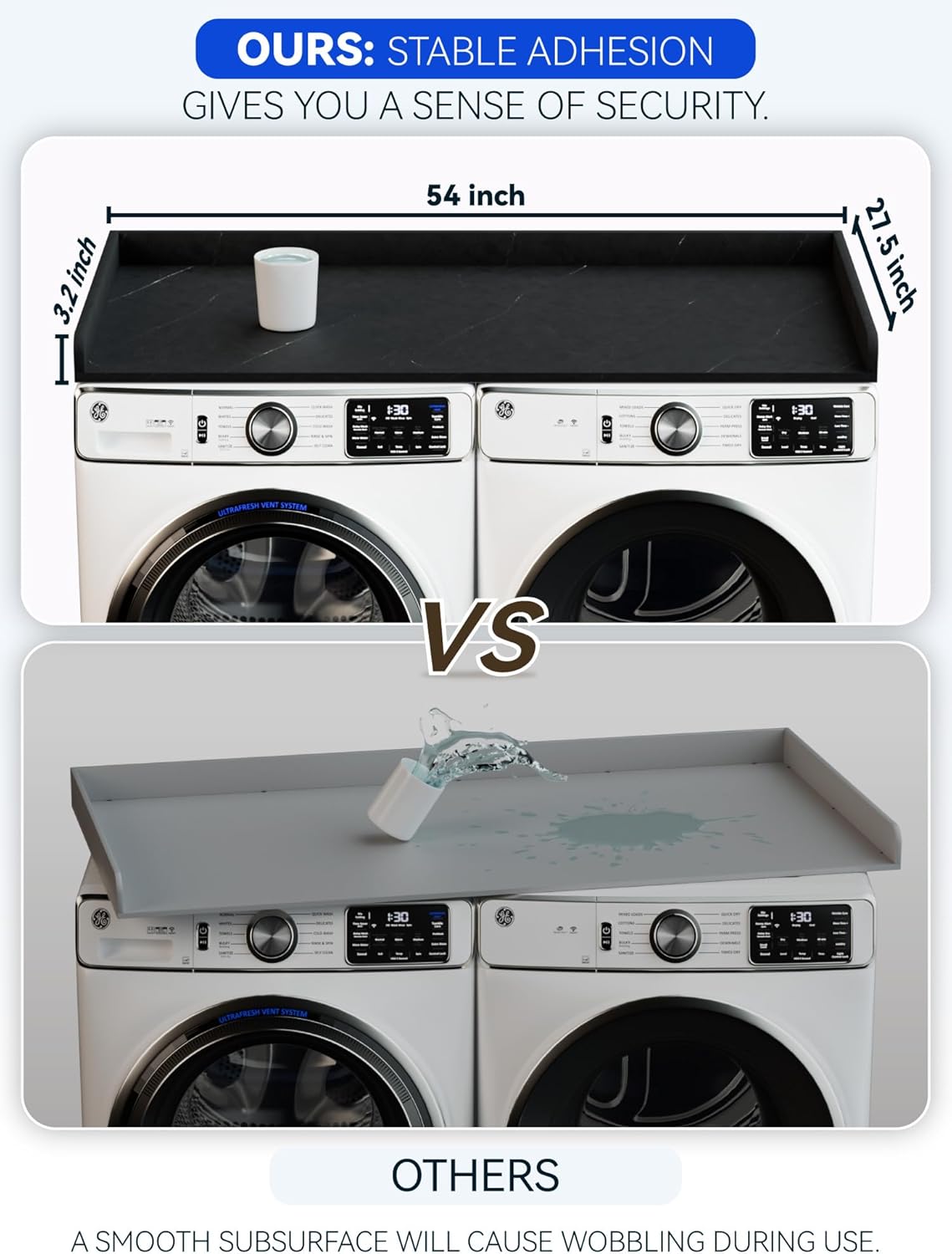 Washer Dryer Countertop with Non Slip Mat, 27.5