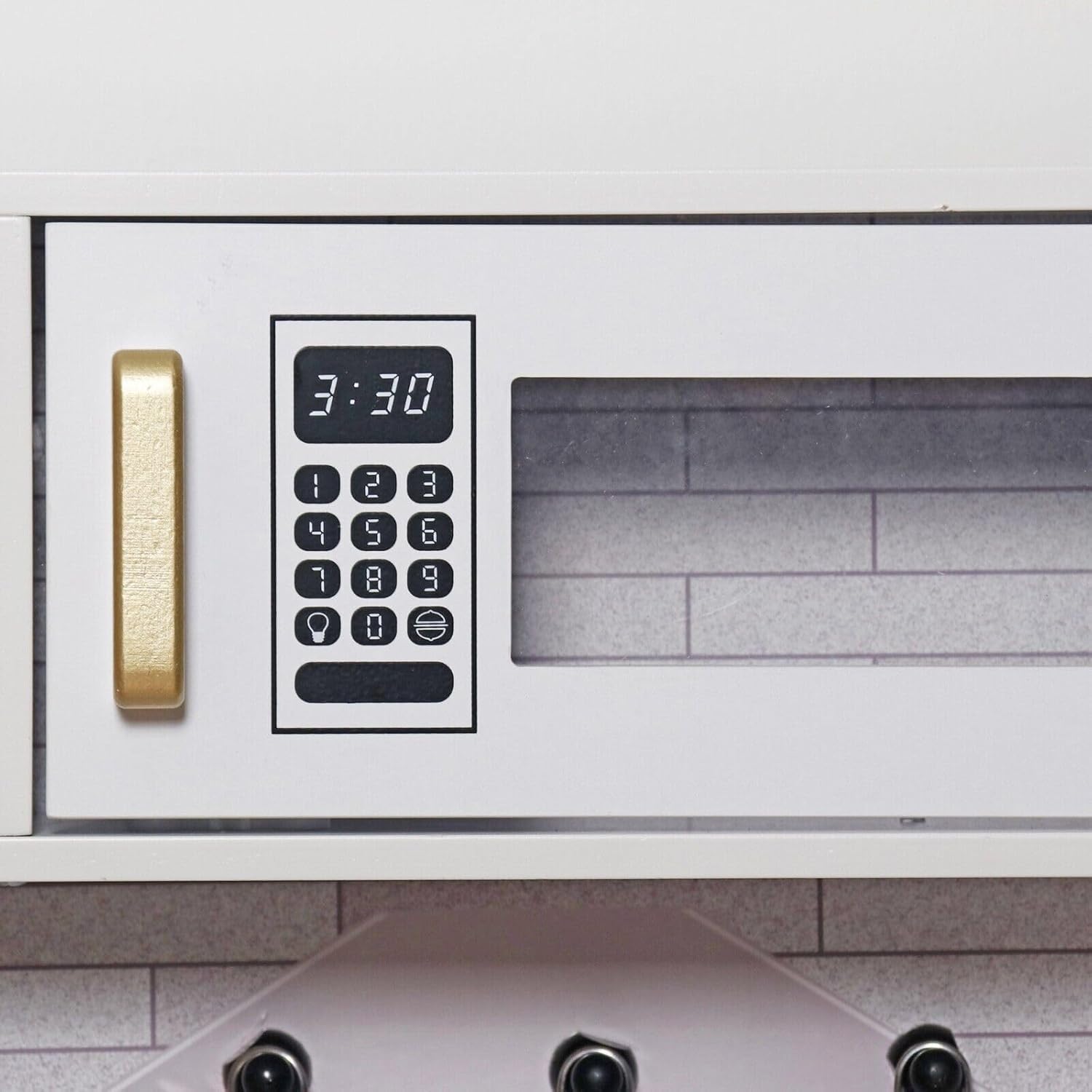 Large Kids Wooden Kitchen Play Set & Kitchen Accessories, Girls Boys Learning Pretend Toys with Utensil Cooking Set Oven, Stove, Microwave - White/Gold Edition